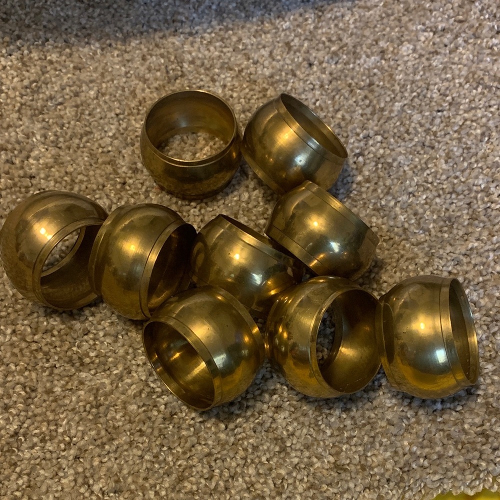 Brass Napkin Rings - Polished Gold Tone (Set of 9)